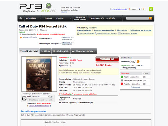 Sony PS4 és Microsoft XBOX - Aukciós rendszer